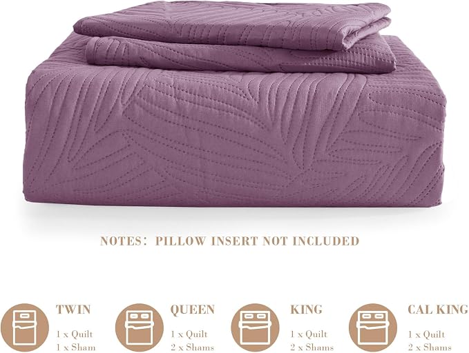 Exclusivo Mezcla California King Quilt Bedding Set, Lightweight Dusty Lavender - Image 6