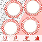 100 PCS Red and White Checkered Plates, Disposable 7 Inch Plaid Paper Dessert - Image 3