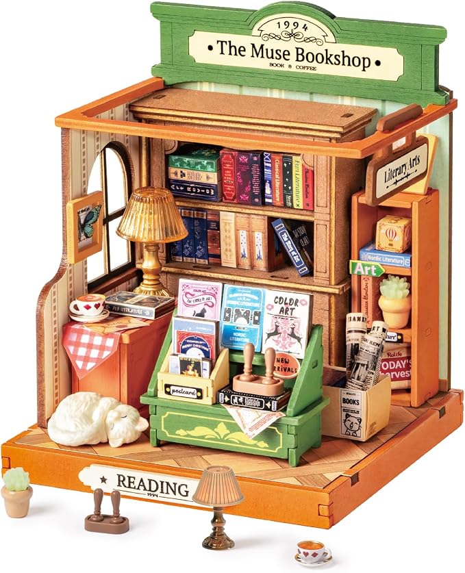 Rolife DIY Mini Building House Miniature Kit-The Muse Bookshop, Miniature by Rolife