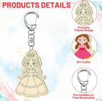 RattanView 24 Pcs Princess Craft Color Your Own Keychains DIY Craft Wooden - Image 3