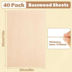 MIVIDE 40 Pack Basswood Sheets, 2mm Basswood - Image 2