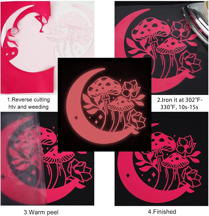 FUNKAKA Glow in The Dark Heat Transfer Vinyl Roll, Glow in The Dark HTV Vinyl - Image 5