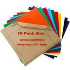 10 Pack Colored Acrylic Sheets, 8 x 8 Inch Sheet 1/8 Thick, Cast Acrylic Sheet by Mezchi