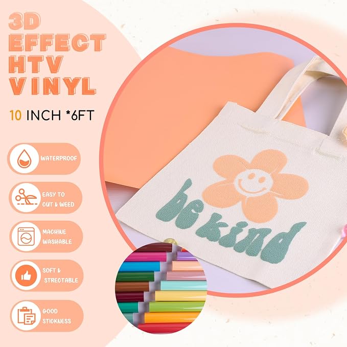 Tintnut Deep Peach Puff Heat Transfer Vinyl Roll, easy cut & weed, stretch - Image 2