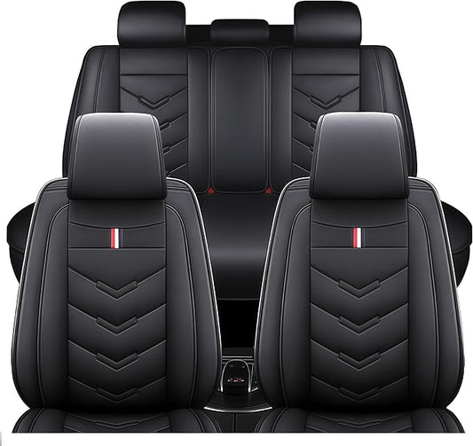 Leather Car Seat Covers Fit for LR Range Rover 2022-2025, 5 Seater Waterproof and Wear-Resistant Seat Cover Interior Accessories(Full Set,Black)