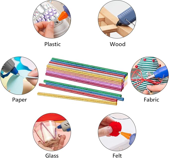 Glitter Color Hot Glue Sticks, All Temperature Adhesive EVA Glue Sticks - Image 6