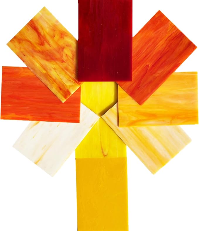 9 Pack Yellow Stained Glass Sheets, 4 x 6 inch Mosaic Glass Art Glass - Image 3