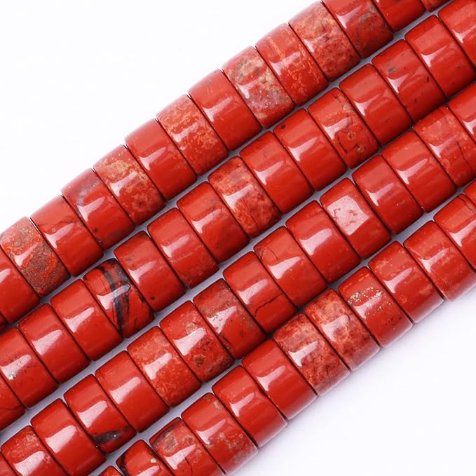 Natural Stone Heishi Beads for Necklace Making, 4 mm x 2 mm Small Flat Round by YUGDRUZY
