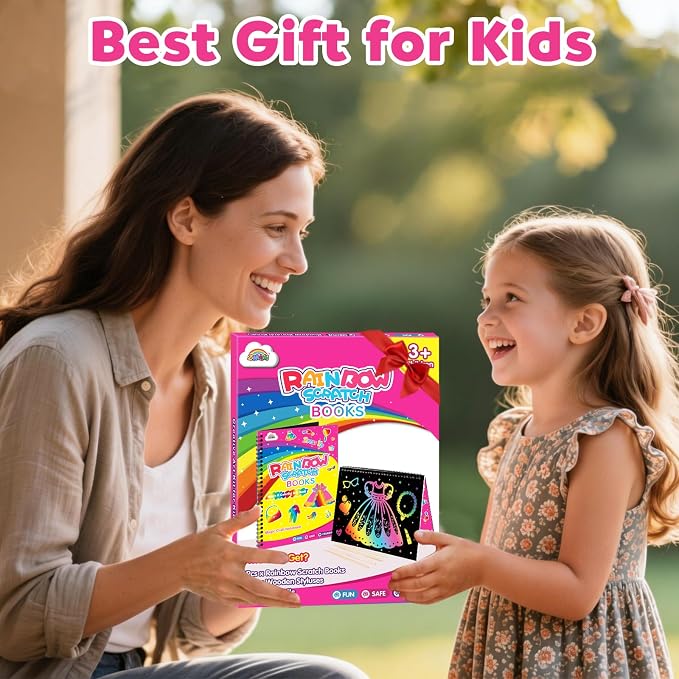ZMLM Scratch Paper Art-Crafts Gift: 2 Pack Rainbow Notebooks Supplies Toys - Image 6