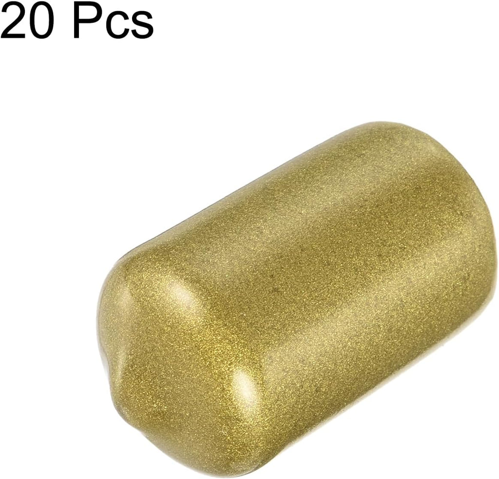 uxcell 20pcs Rubber End Caps 9/16"(14mm) ID Vinyl Round Tube Bolt Cap Cover Thread Protectors Gold
