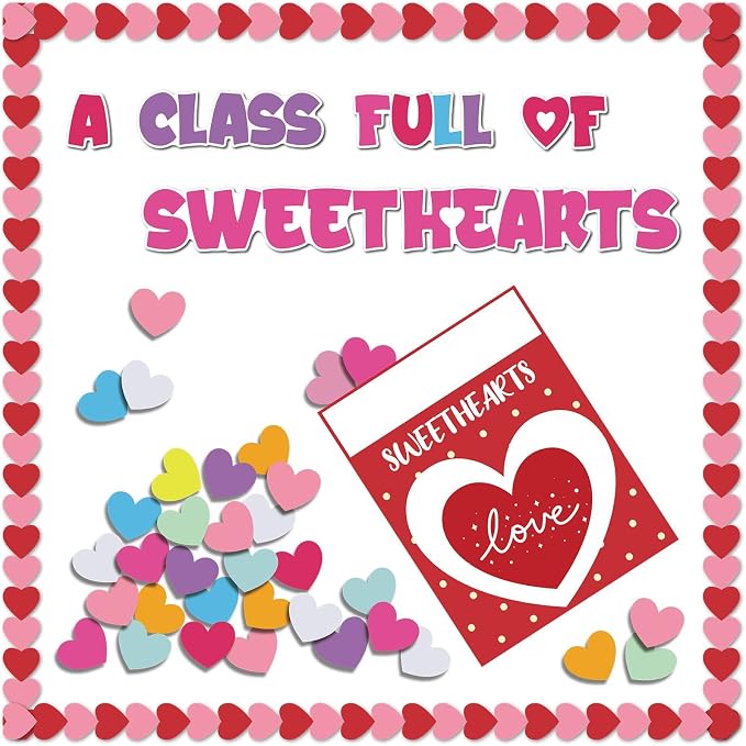 Valentine's Day Bulletin Board Set Valentine's Love Heart Classroom Decoration by Naozinebi