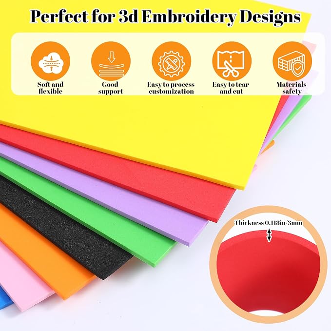 MAQUITA 48 Pcs 3mm Craft Foam Sheets, 6x9 Inch EVA Embroidery Puff Foam - Image 3
