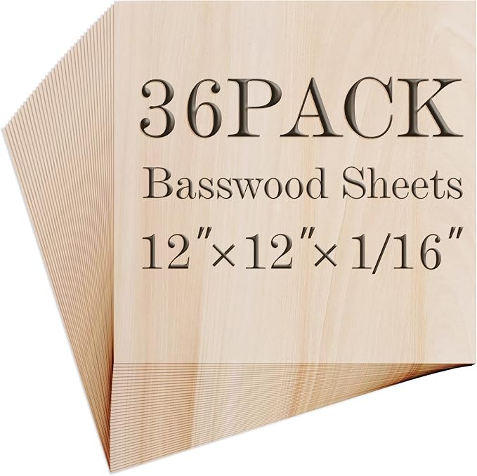 Balsa Wood Sheet, Basswood Sheets 12X12X1/16 Inch, Unfinished Wood Boards Blanks by Unknown