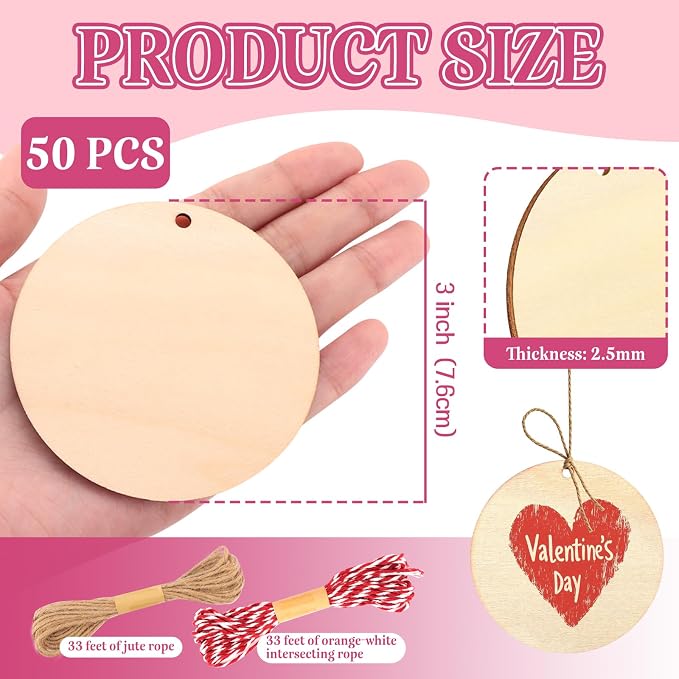 FSWCCK 50 PCS 3 Inch Wood Circles - Image 2