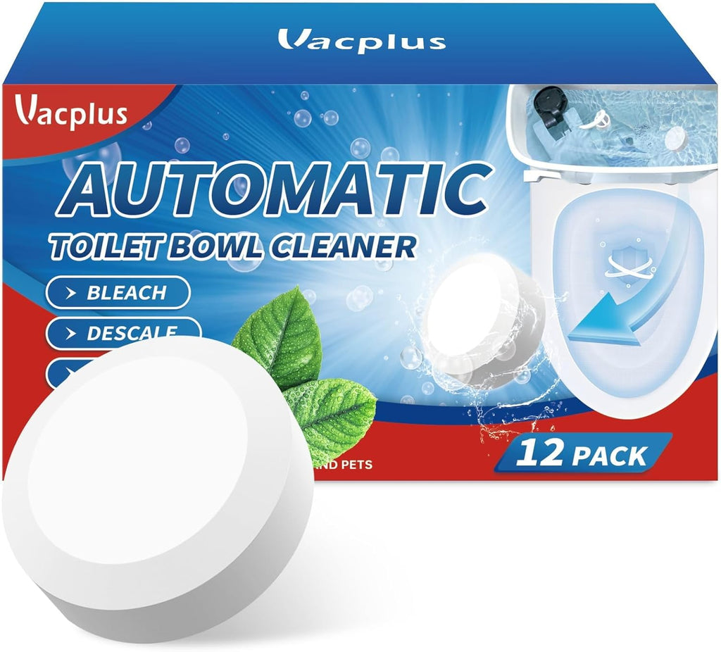 Vacplus Toilet Bowl Cleaners - 12 PACK, Household Toilet Cleaner, Automatic Toilet Bowl Cleaners with Bleach, Sustained-Release Toilet Tank Cleaners for Deodorizing and Descaling, 1.76 Ounces Each