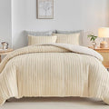 WARMDERN Khaki Boho Duvet Cover Twin Size, Striped Textured Duvet Cover Tufted by WARMDERN