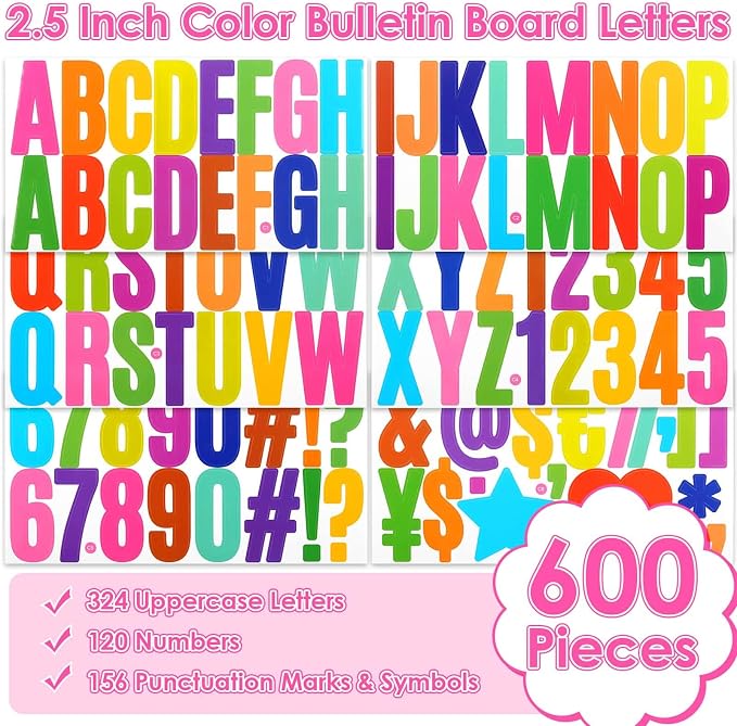 600 Pcs 36 Sheets Letter Stickers 2.5 Inches Colorful Large Alphabet Number - Image 3