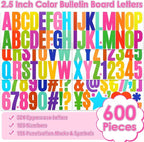 600 Pcs 36 Sheets Letter Stickers 2.5 Inches Colorful Large Alphabet Number - Image 3