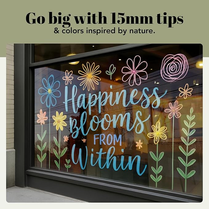 Jumbo Chalk Markers - 15mm Window Markers | Pack of 8 Classic Earth Color pens - Image 2
