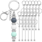 Tondiamo 12 Pcs Beadable Keychains Bars Bulk Blank Beaded Metal Keychain by Tondiamo
