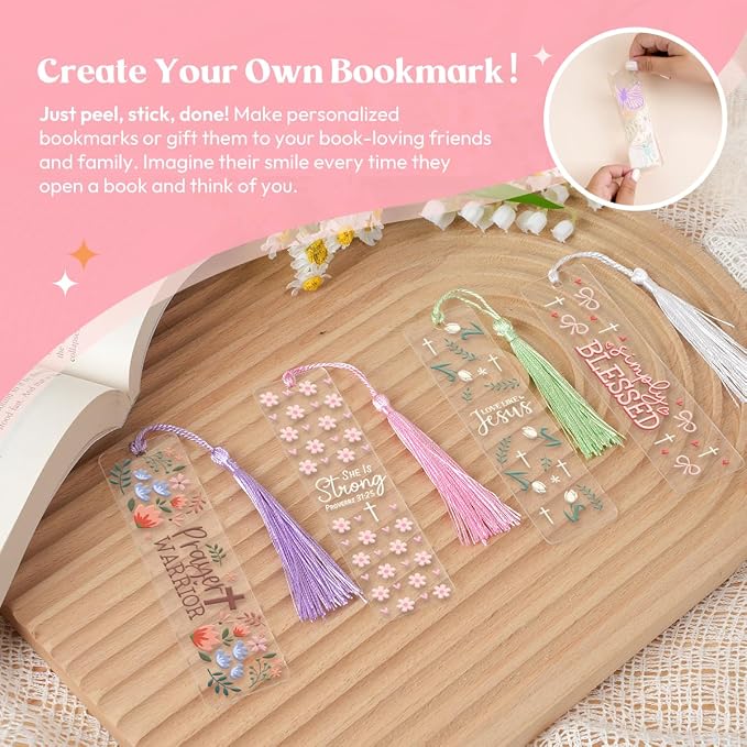 Kaciola 36 Sheets Faith Theme UV DTF Bookmark Wraps, Acrylic Bookmark Blanks UV - Image 2