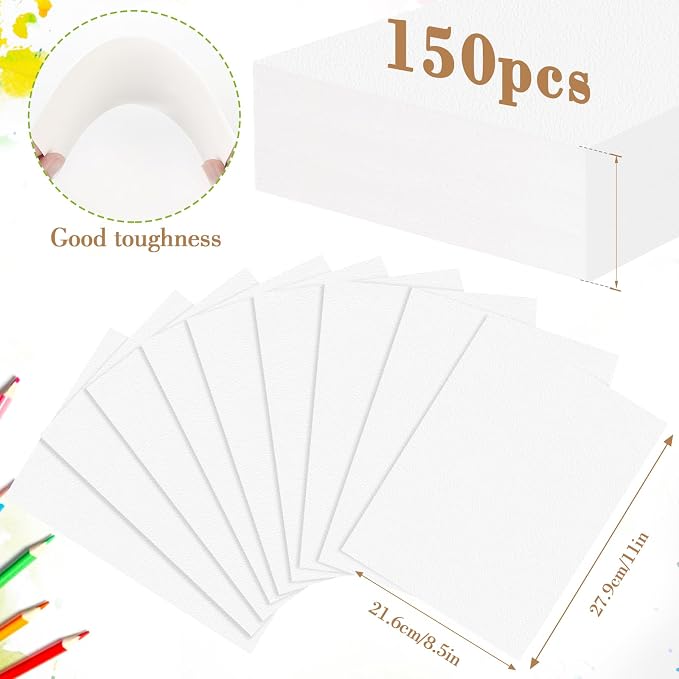 150PCS 8.5x11 Watercolor Paper Bulk, 140lb/300g Cold Press Thick Water Color - Image 2