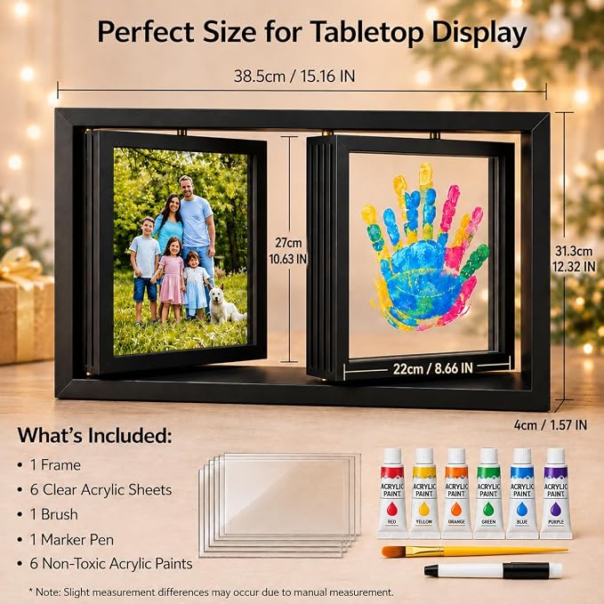 Family Handprint Frame Kit, Dual Rotating Photo & Handprint Display, DIY - Image 6