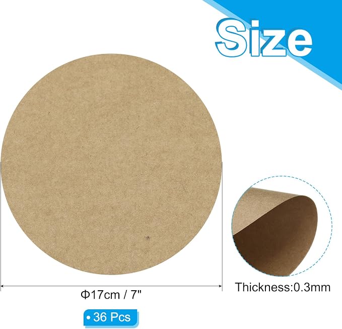 PATIKIL 7inch Circle Card Stock, Kraft Color - Image 2