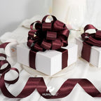 HUIHUANG Burgundy Satin Wired Ribbon 1-1/2 inch Wine Red Wire Edge Ribbon - Image 5