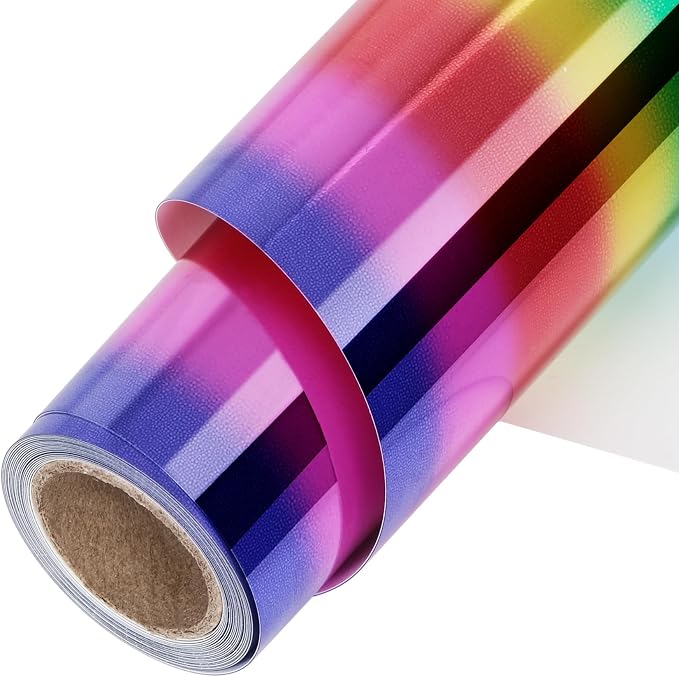 TORC Metallic HTV Heat Transfer Vinyl Roll 12" X 5FT Rainbow Iron on Vinyl by TORC