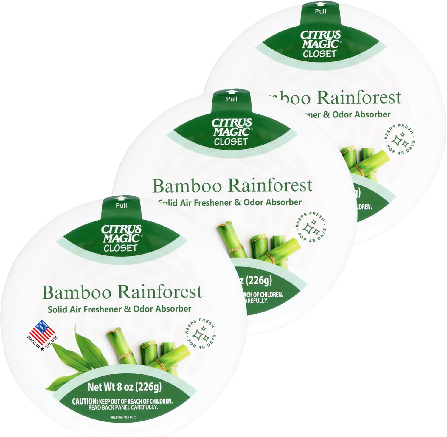 Citrus Magic For Closets Odor Absorbing Solid Air Freshener, Bamboo Rainforest, 8-Ounce, Pack of 3