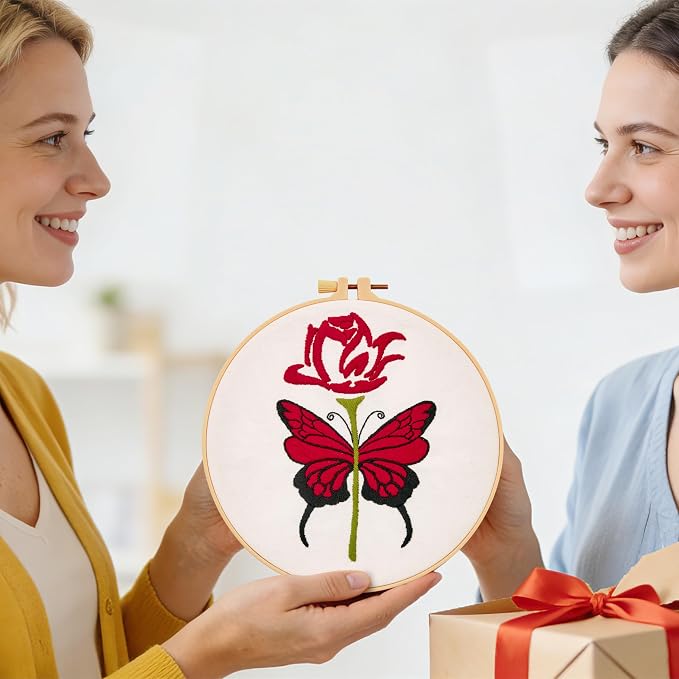 Butterfly Rose Embroidery Kits for Beginners Adults, Valentine's Day Hand - Image 4