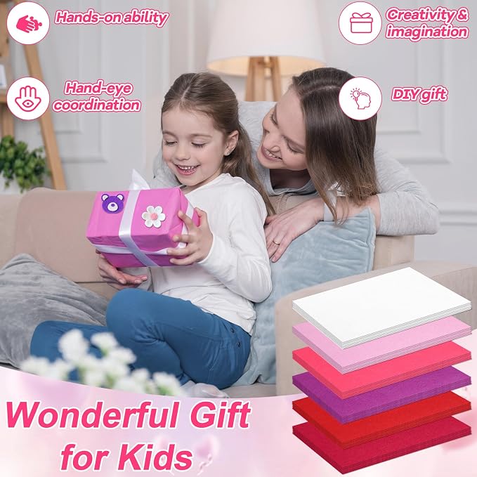 gisgfim 42Pcs Valentine's Day Pink-Purple Felt Fabric Sheet Craft Kit 8 x 12 - Image 7