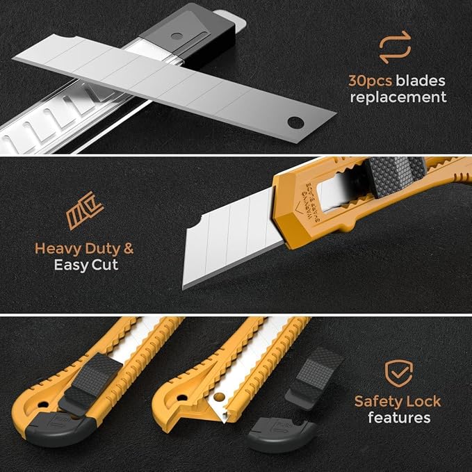 Nicpro 10 Pack Utility Knife Set, Retractable Box Cutters - Image 6