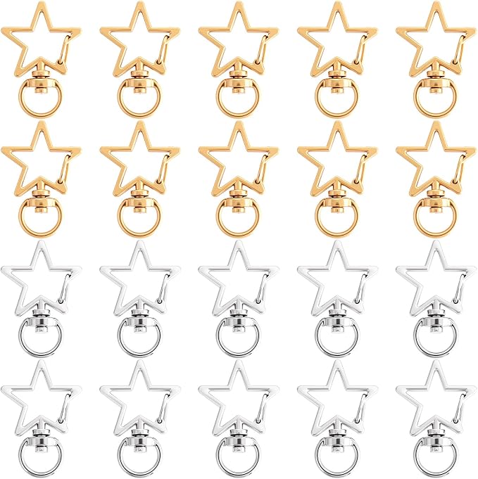 24 PCS Star Swivel Keychain Clasps, Metal Swivel Lobster Clasp | Heavy Duty by Isslly
