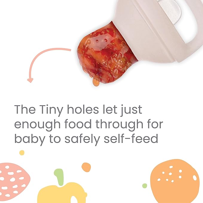 Lulyboo Silicone Fresh Fruit and Veggie Self-Feeder Pacifier for Babies 6+ Months - BPA-Free, Dishwasher Safe, Food-Grade Silicone Baby Food Feeder with Small Holes for Safe, Nutritious Self-Feeding