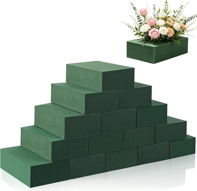 20 Pcs Floral Foam Blocks for Flower Arrangements 5.5"L x 3.1"W x 1.5"H | Green by Ysglory