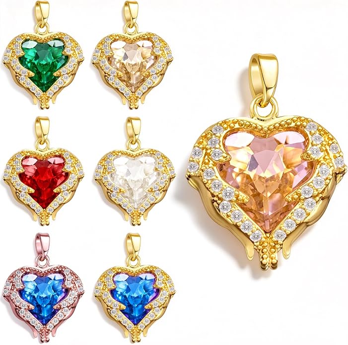 7Pcs Exquisite CZ Charms for Jewelry Making, Cubic Zirconia Gemstone, Prong by stino