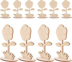 Toyvian 12Pcs Unfinished Wooden Flower Ornaments - Image 9