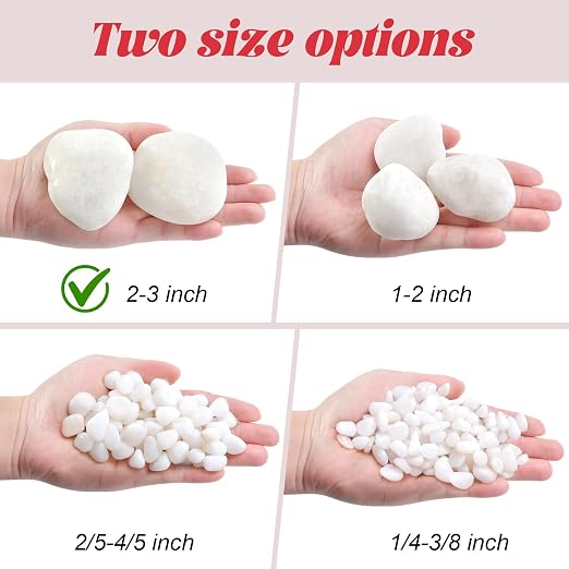 10 lb Natural Polished White Pebbles, 2-3 Inch Decorative White Rocks - Image 6