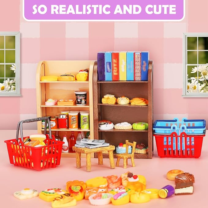 170Pcs Miniature Supermarket Shelves Furniture Model Doll House Store Storage - Image 5