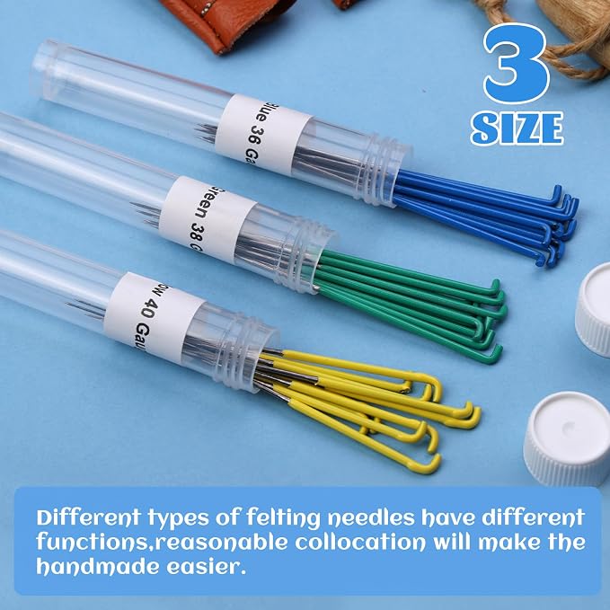 Mayboos 30 Pcs Wool Felting Needles, 3 Colors, 36-40 Gauge, Color Coded Tool Kit - Image 3