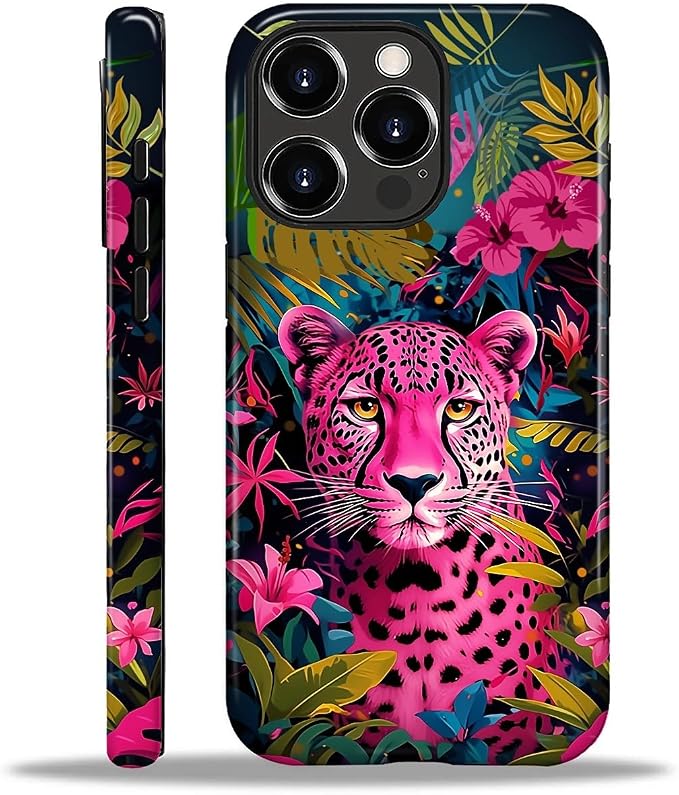 ZHEGAILIAN Case for iPhone 16 Pro, Panther Leopard Flower Durable Shockproof by Home