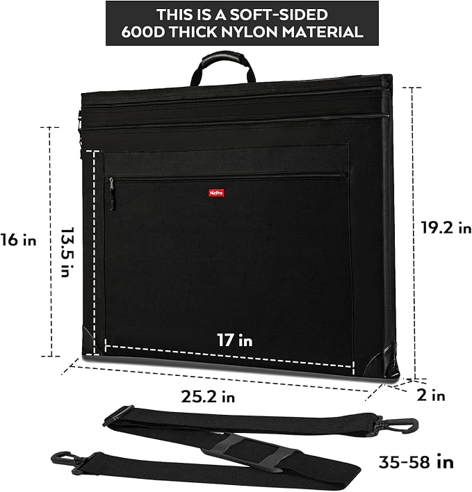 Nicpro Light Weight Art Portfolio Bag, 18x24 Black Art Canvas Portfolio Case - Image 3