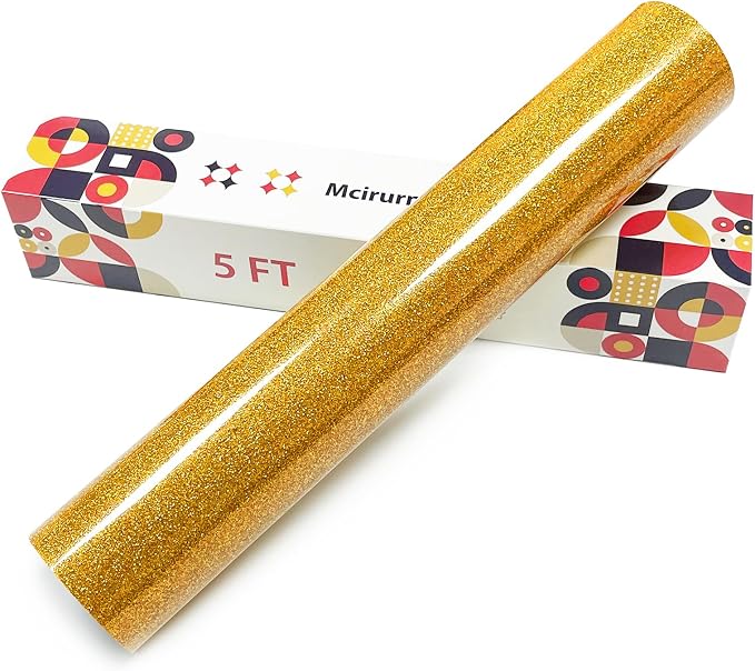 Golden Glitter Heat Transfer Vinyl, Glitter Iron-On by Unknown