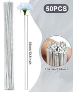 50 PCS FIVEIZERO 16 Gauge White Floral Wire Stems - Image 2