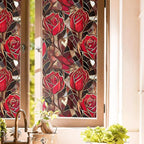 Modern Gold Red Rose Flowers Stained Glass Window Films Decorative Double-Side by Unknown