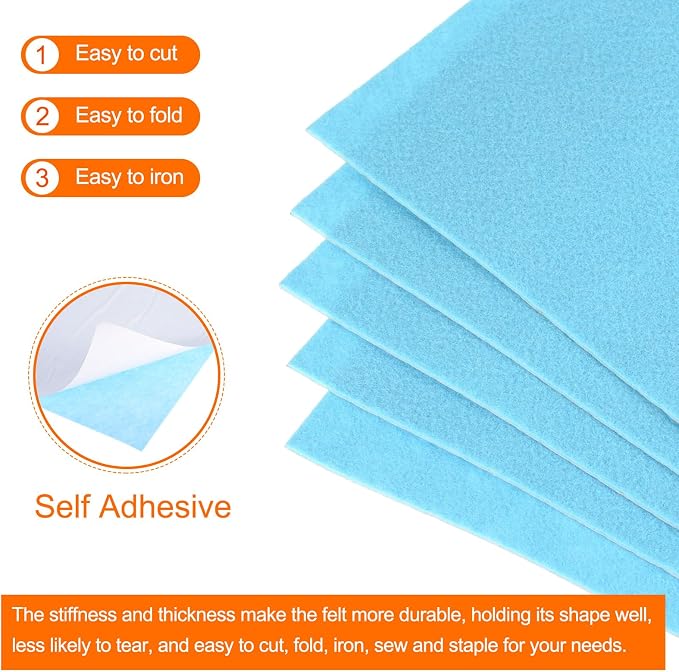 MECCANIXITY Adhesive Felt Sheets, Felt Fabric Crafts Back Adhesive Felt Sheets - Image 4