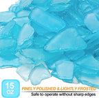 Keedolla Tumbled Sea Glass for Crafts - 15 OZ Ice Blue Seaglass Pieces Flat - Image 2