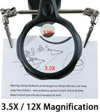 Helping Hands Magnifying Glass Soldering Station, LED Lighted 3.5X 12X Magnifier - Image 8